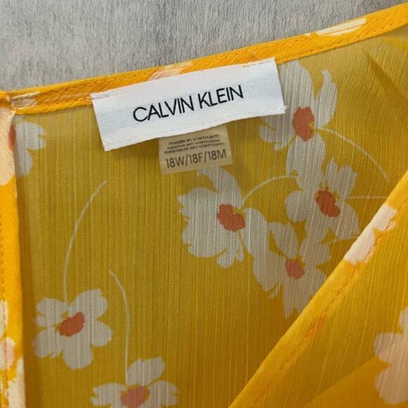 CALVIN KLEIN CHIFFON BLOOM SLEEVE MAXI DRESS‎ SIZE 18W/18F/18 - Picture 4 of 6